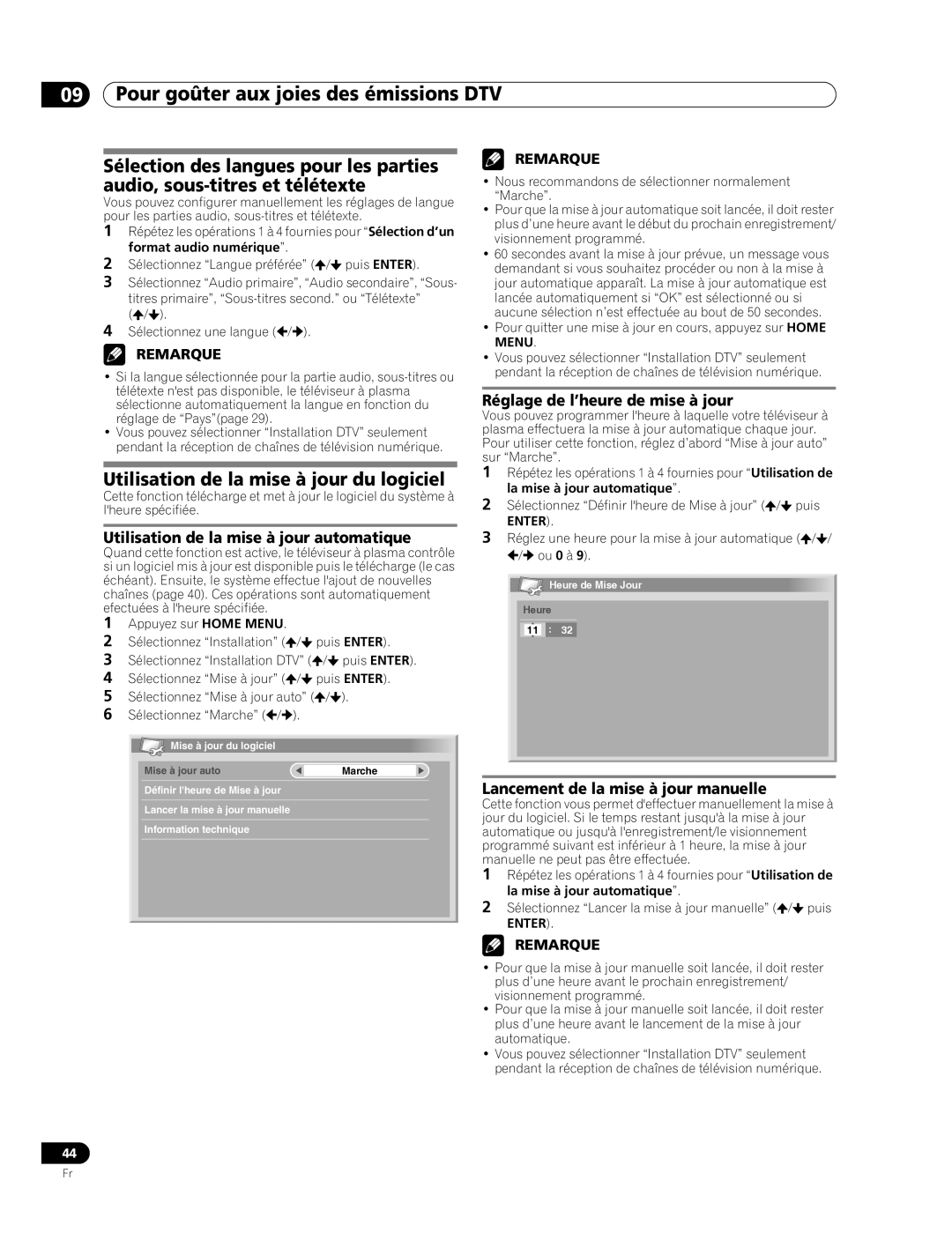 Pioneer PDP-507XD manual Utilisation de la mise à jour du logiciel, Utilisation de la mise à jour automatique 