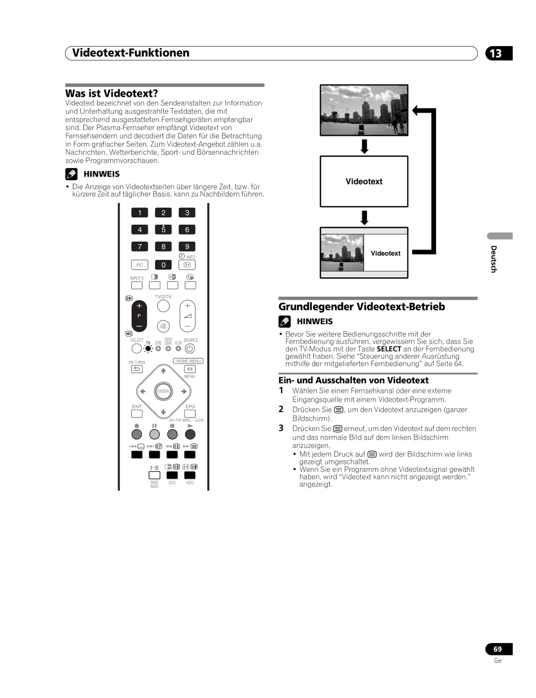 Pioneer PDP-507XD manual Videotext-Funktionen, Was ist Videotext?, Grundlegender Videotext-Betrieb 