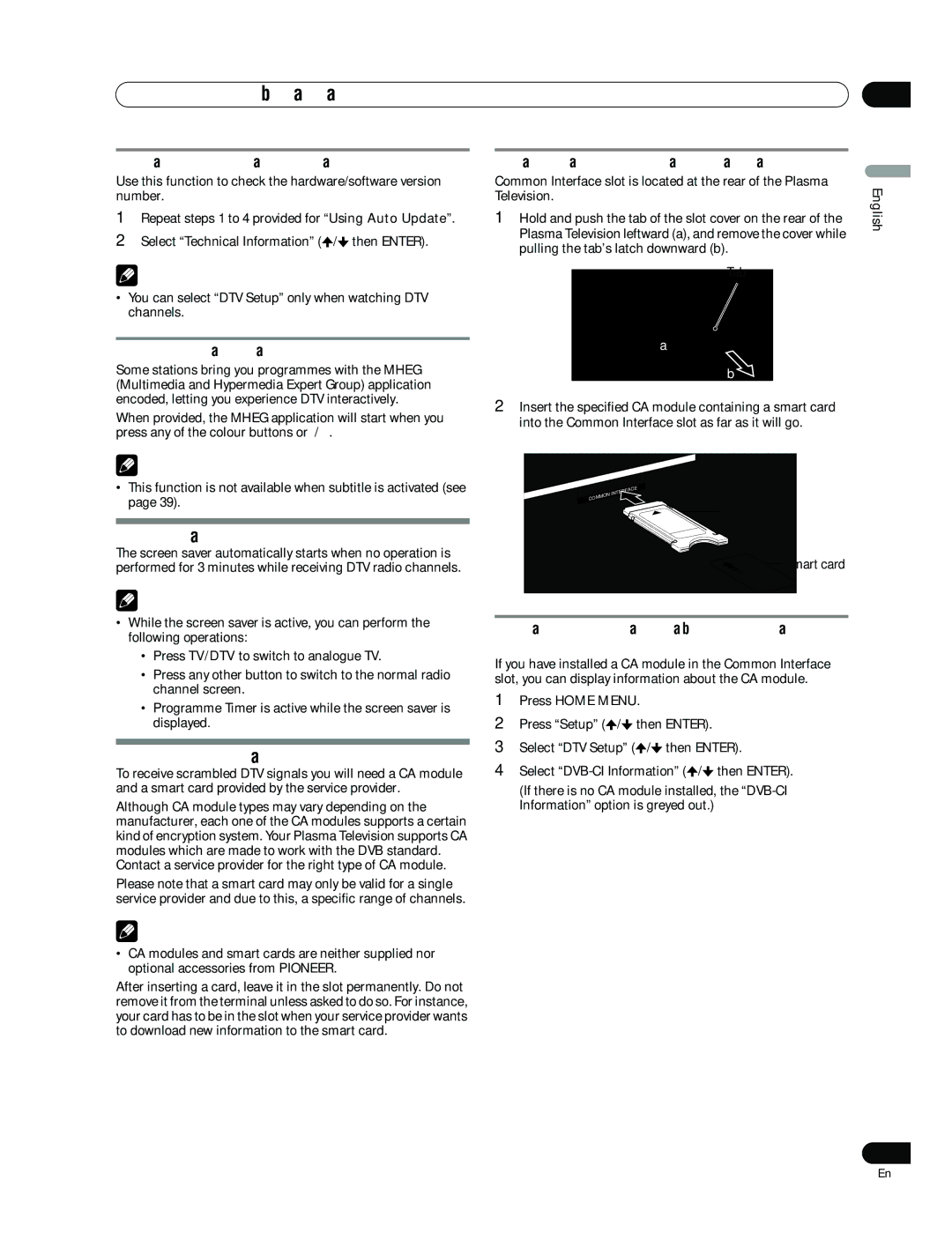 Pioneer PDP-507XD manual Screen Saver, Common Interface 