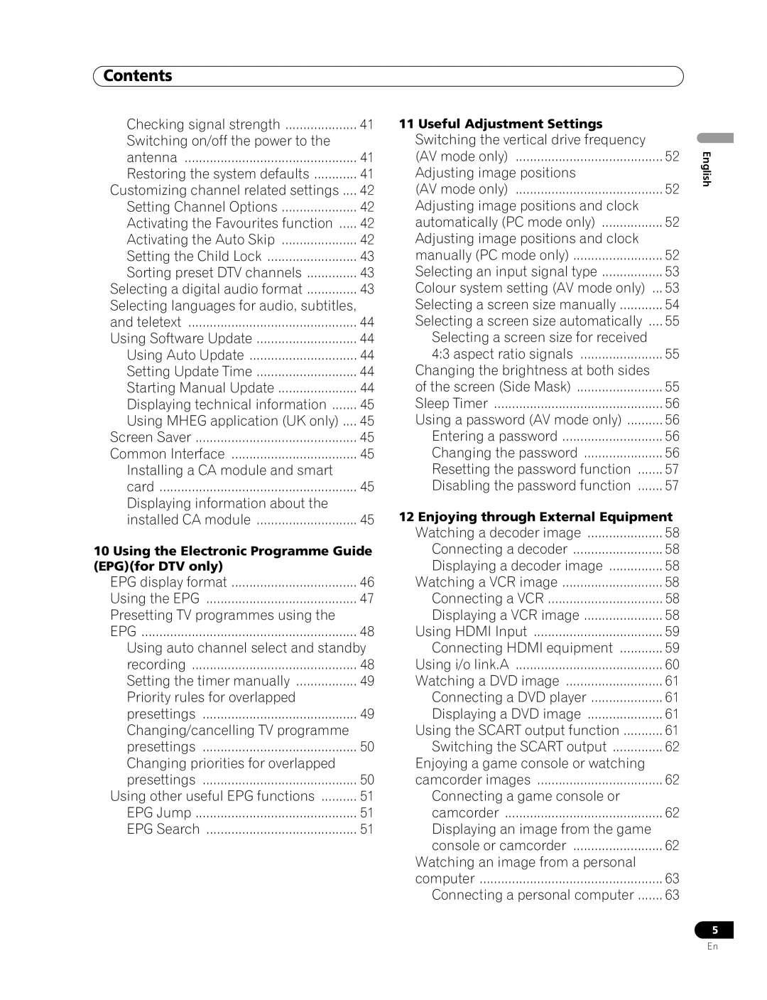 Pioneer PDP-507XD manual Contents 