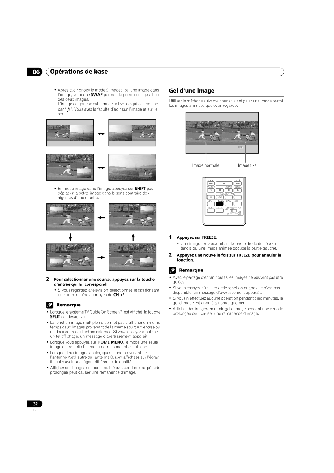 Pioneer PDP-5080HD operating instructions Gel d’une image, Appuyez sur Freeze 