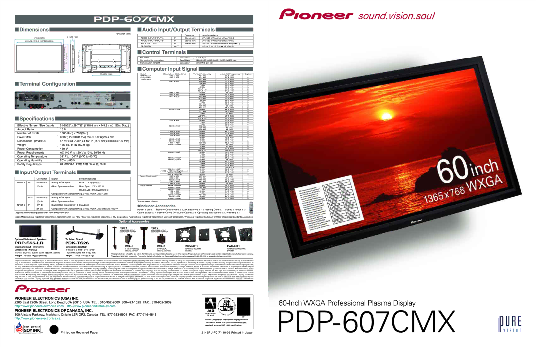 Pioneer PDP 607CMX manual 