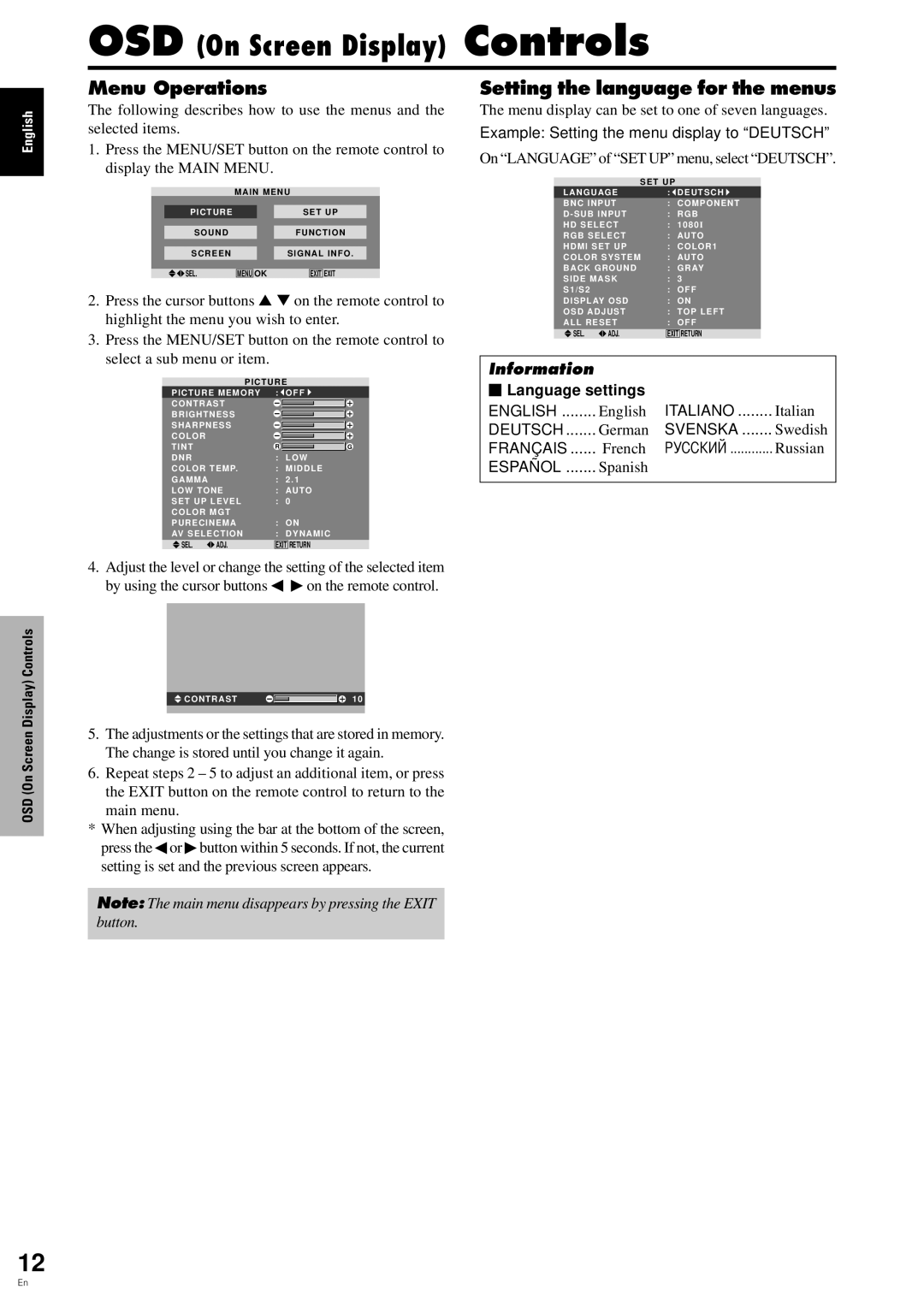 Pioneer PDP-6100HD manual Menu Operations, Setting the language for the menus,  Language settings 