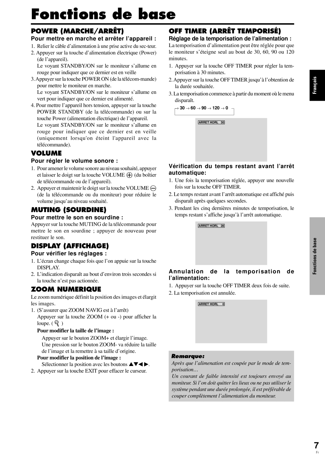 Pioneer PDP-6100HD manual Fonctions de base 