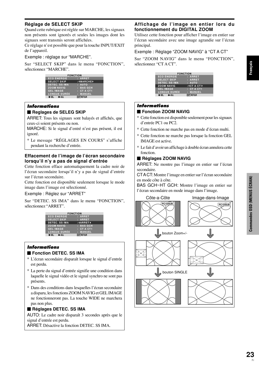 Pioneer PDP-6100HD manual Ré glage de Select Skip 