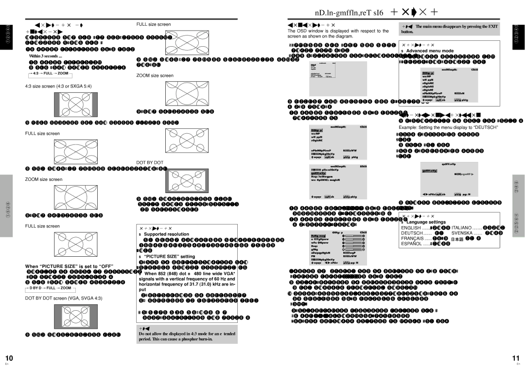 Pioneer PDP-614MX Screen Size Operation with Computer Signals, Menu Operations, Setting the language for the menus 