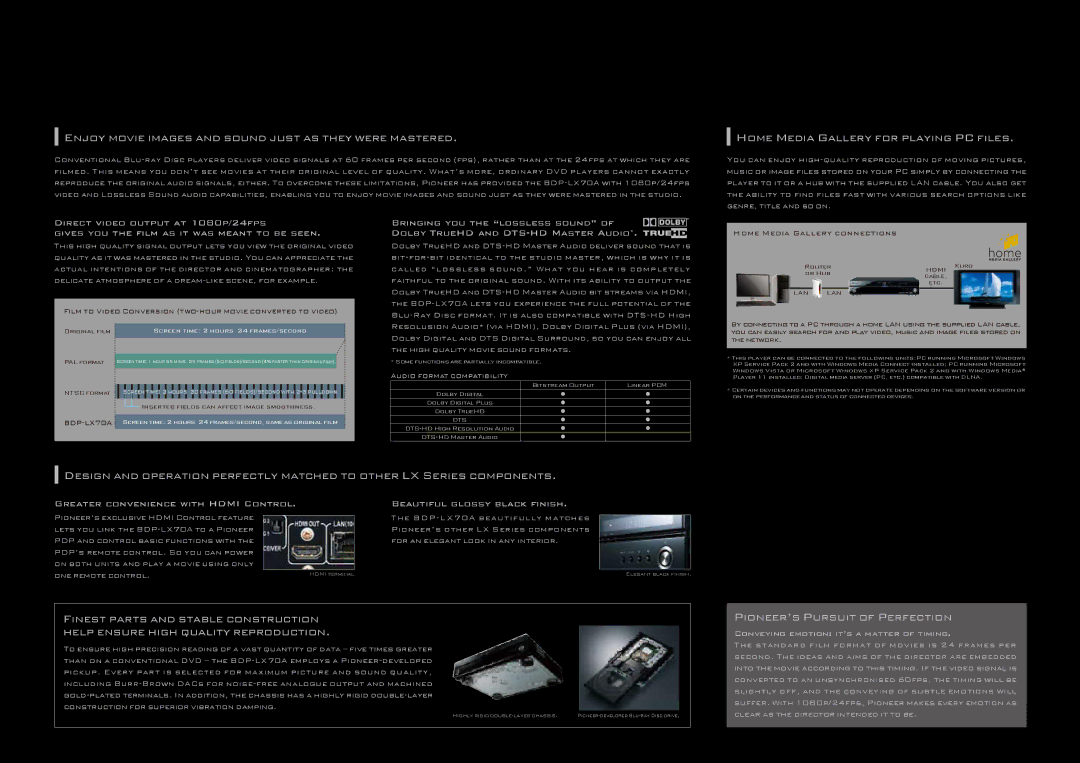 Pioneer PDP-LX508A, PDP-LX608A manual Enjoy movie images and sound just as they were mastered 