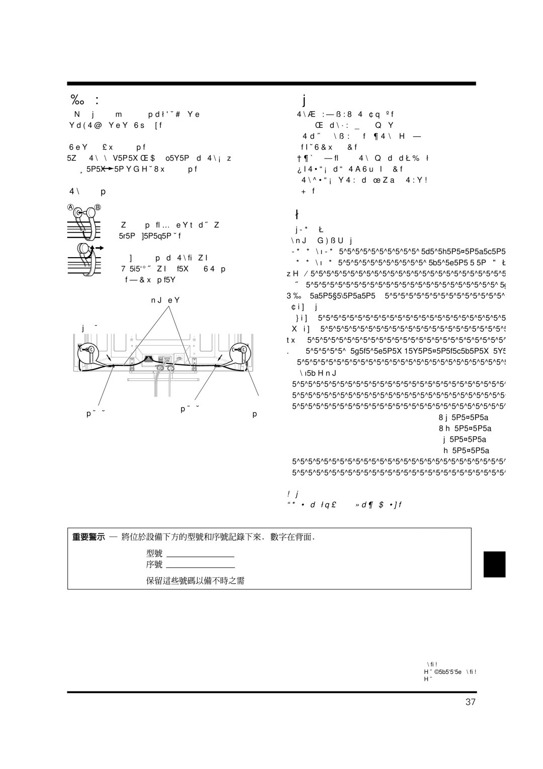 Pioneer PDP-S37 manual 如何布線 機殼維護 