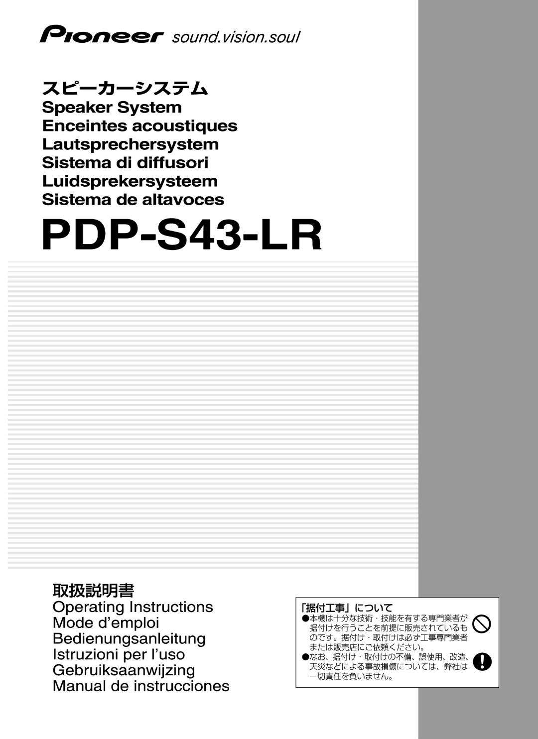 Pioneer PDP-S43-LR manual 