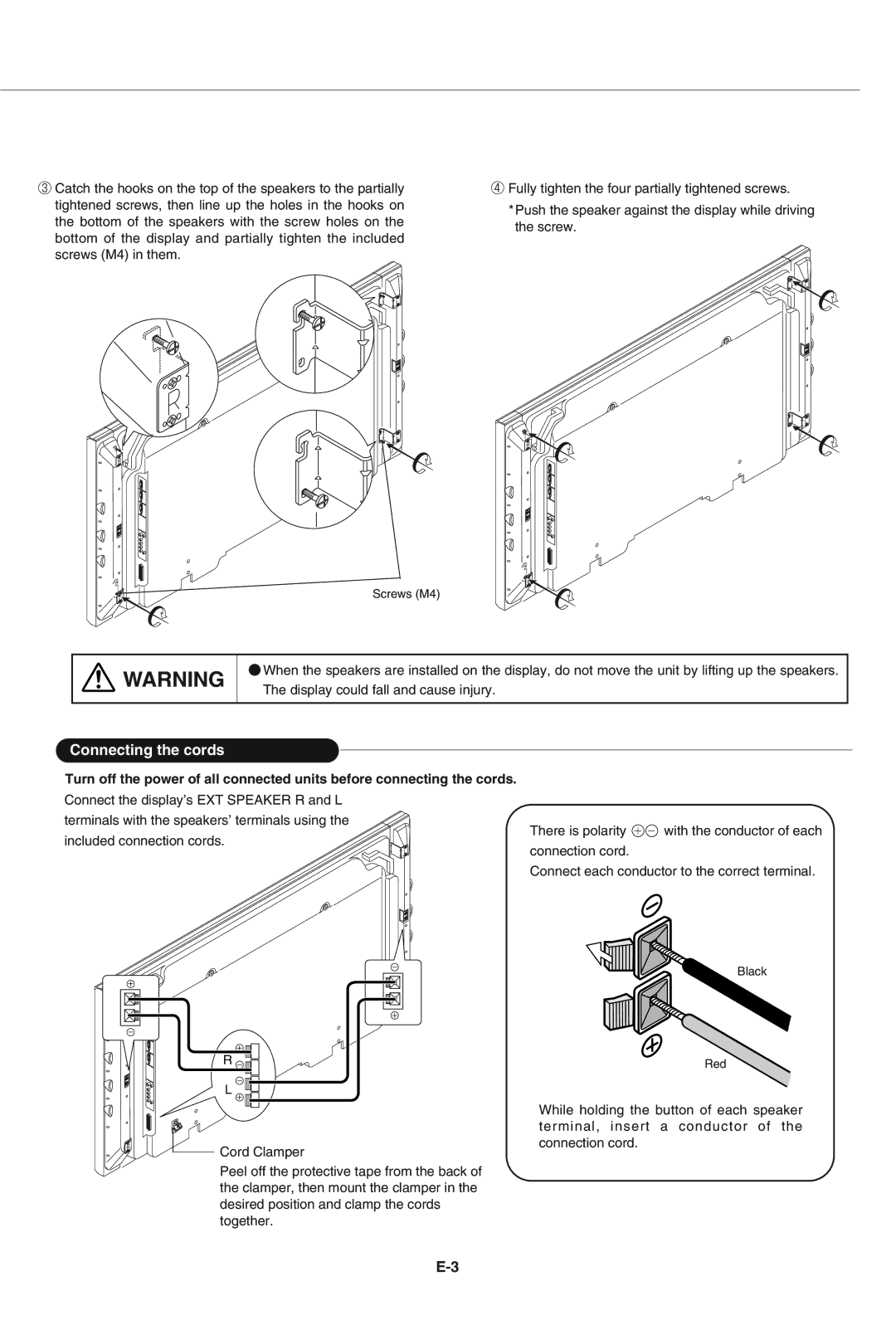 Pioneer PDP-S43-LR manual Connecting the cords 