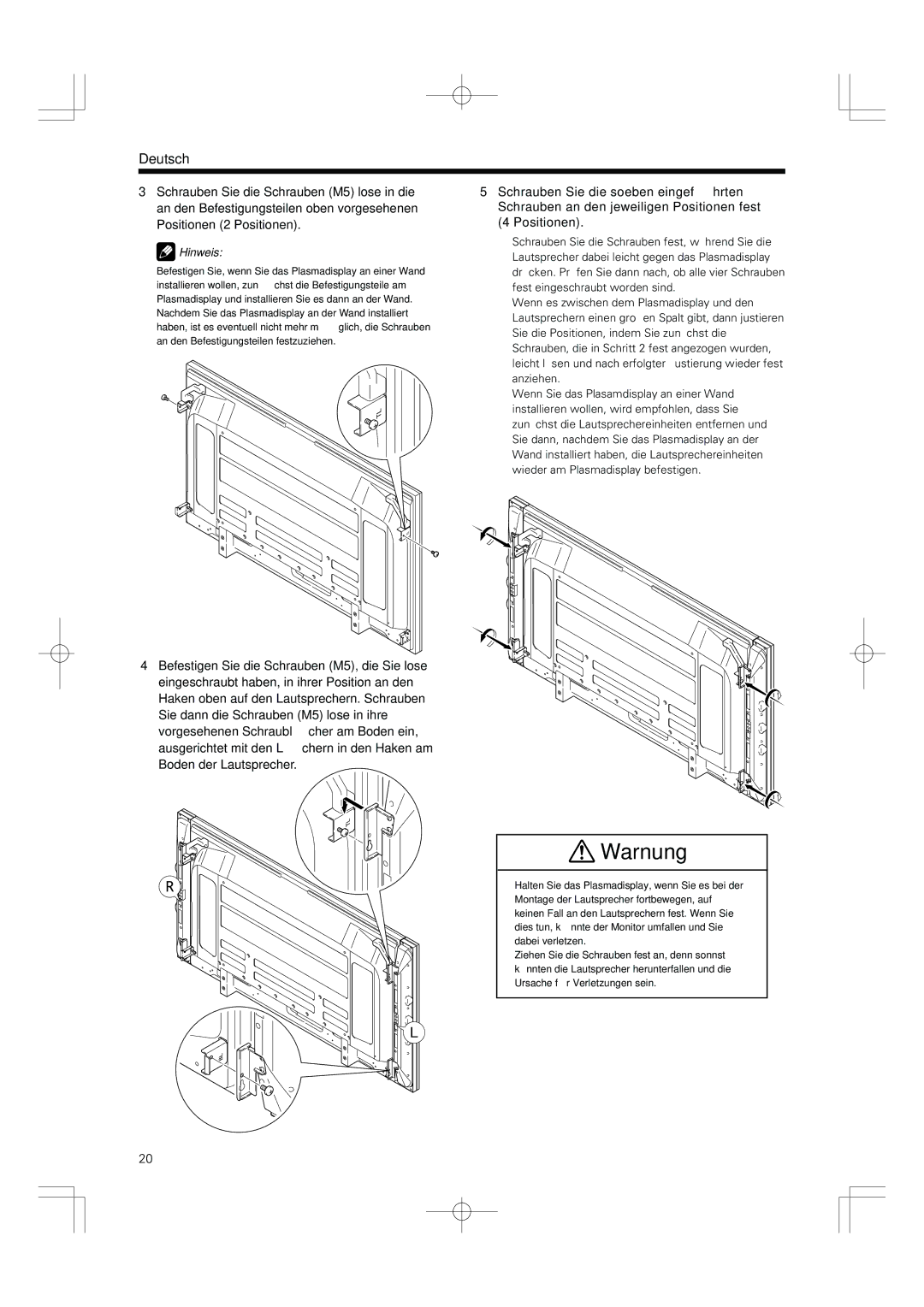 Pioneer PDP-S55-LR manual Warnung 