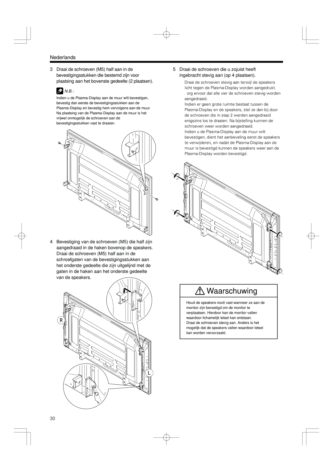 Pioneer PDP-S55-LR manual Waarschuwing 