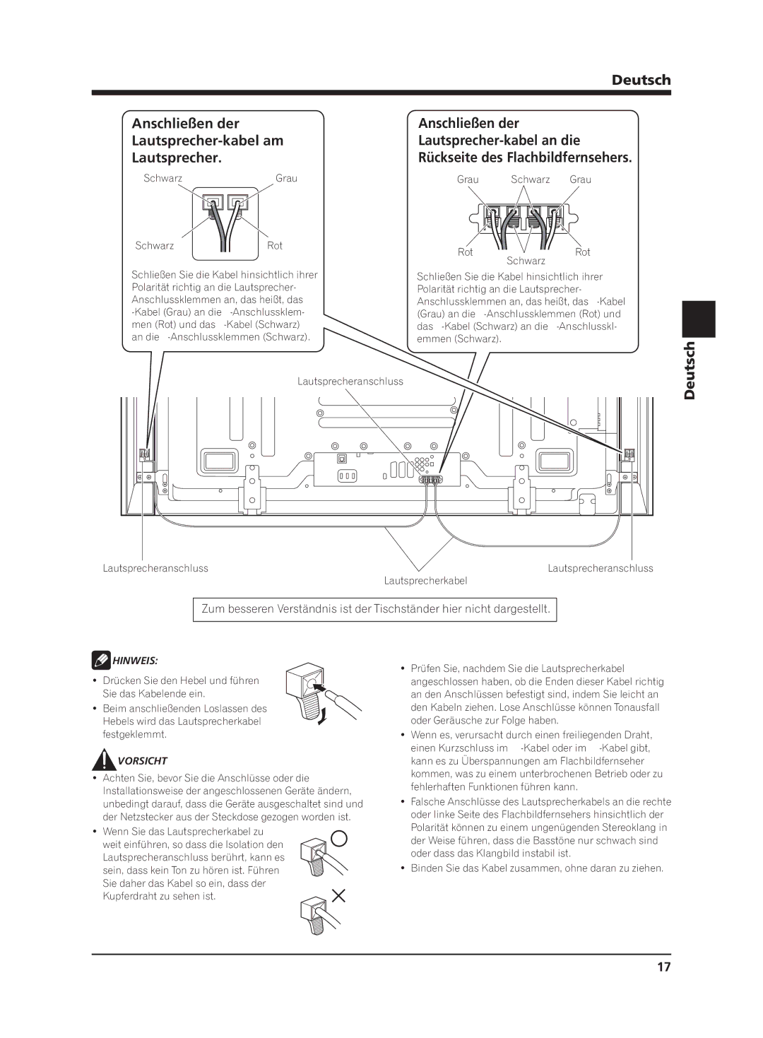 Pioneer PDP-S64 manual Vorsicht 