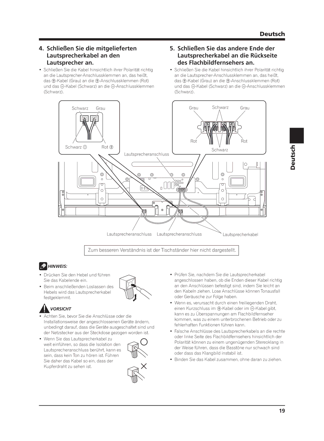 Pioneer PDP-S65 manual Vorsicht 