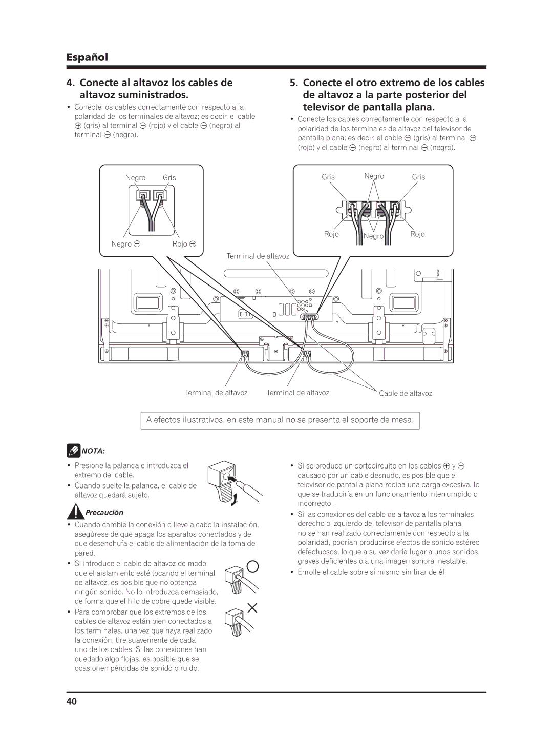 Pioneer PDP-S65 manual Televisor de pantalla plana 