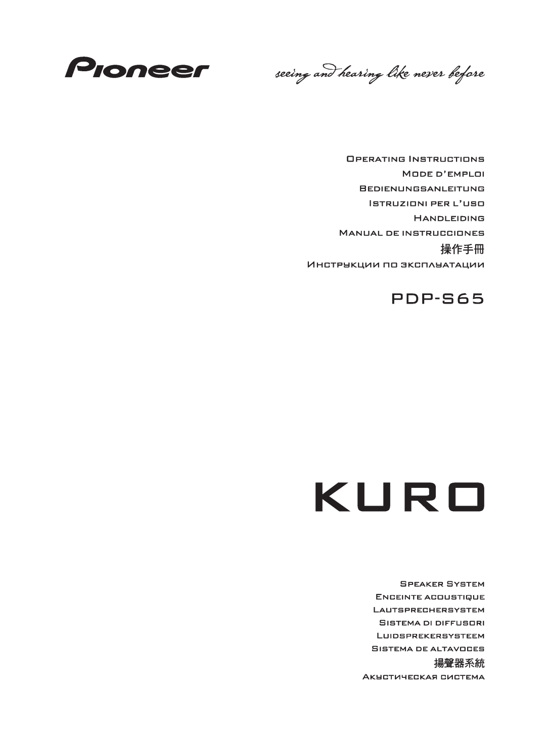 Pioneer PDP-S65 manual 