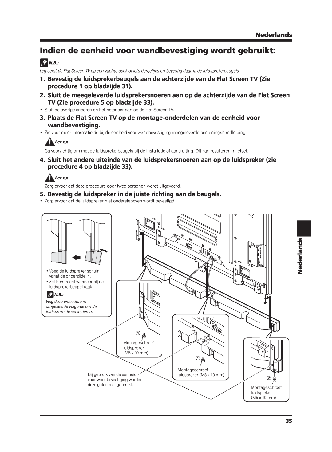 Pioneer PDP-S65 manual TV Zie procedure 5 op bladzijde, Nederlands 