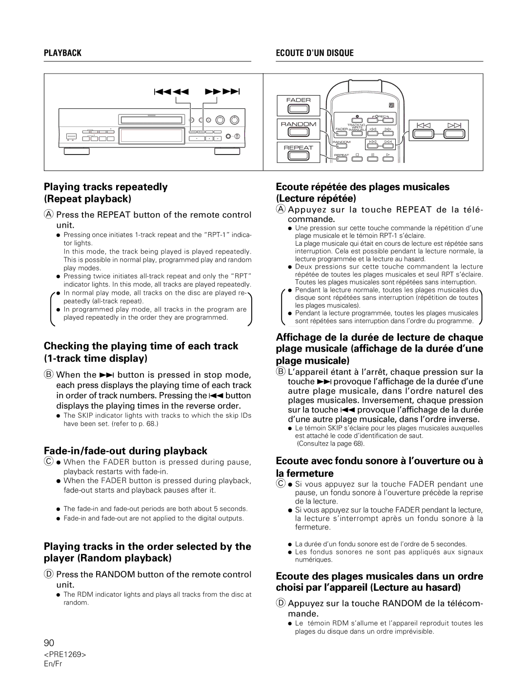 Pioneer PDR-555RW operating instructions Playing tracks repeatedly Repeat playback, Fade-in/fade-out during playback 