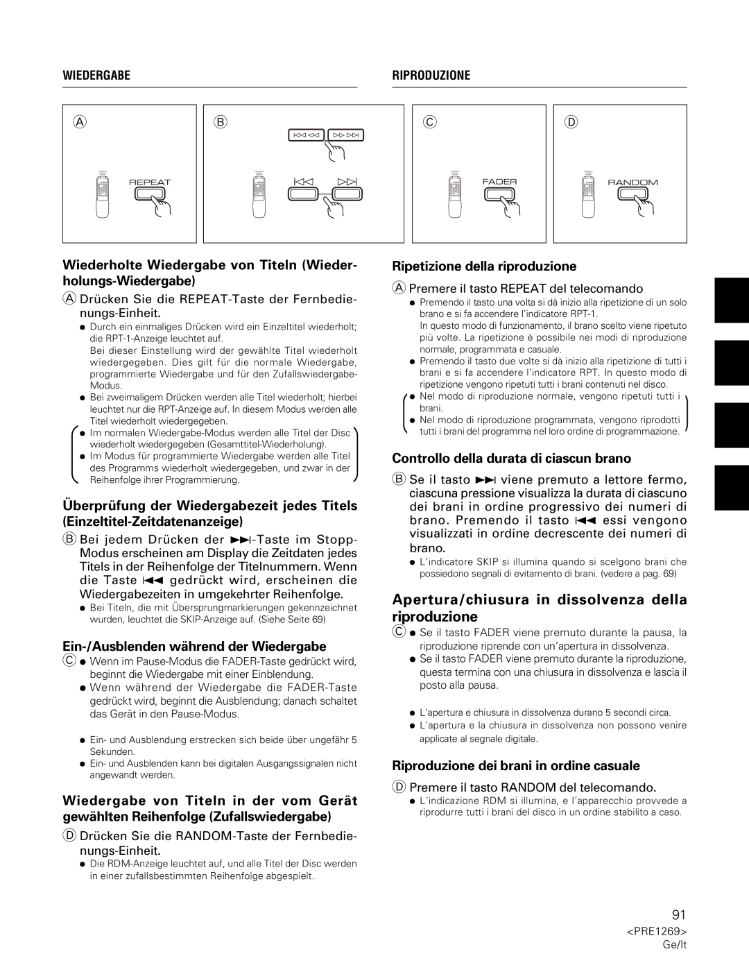 Pioneer PDR-555RW Apertura/chiusura in dissolvenza della riproduzione, Ein-/Ausblenden während der Wiedergabe 