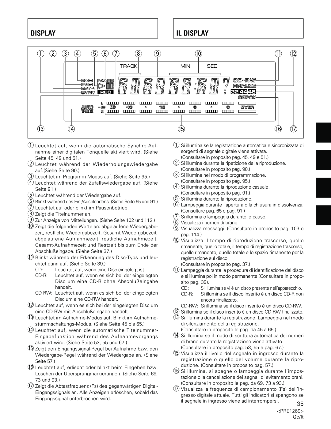 Pioneer PDR-555RW operating instructions Il Display 
