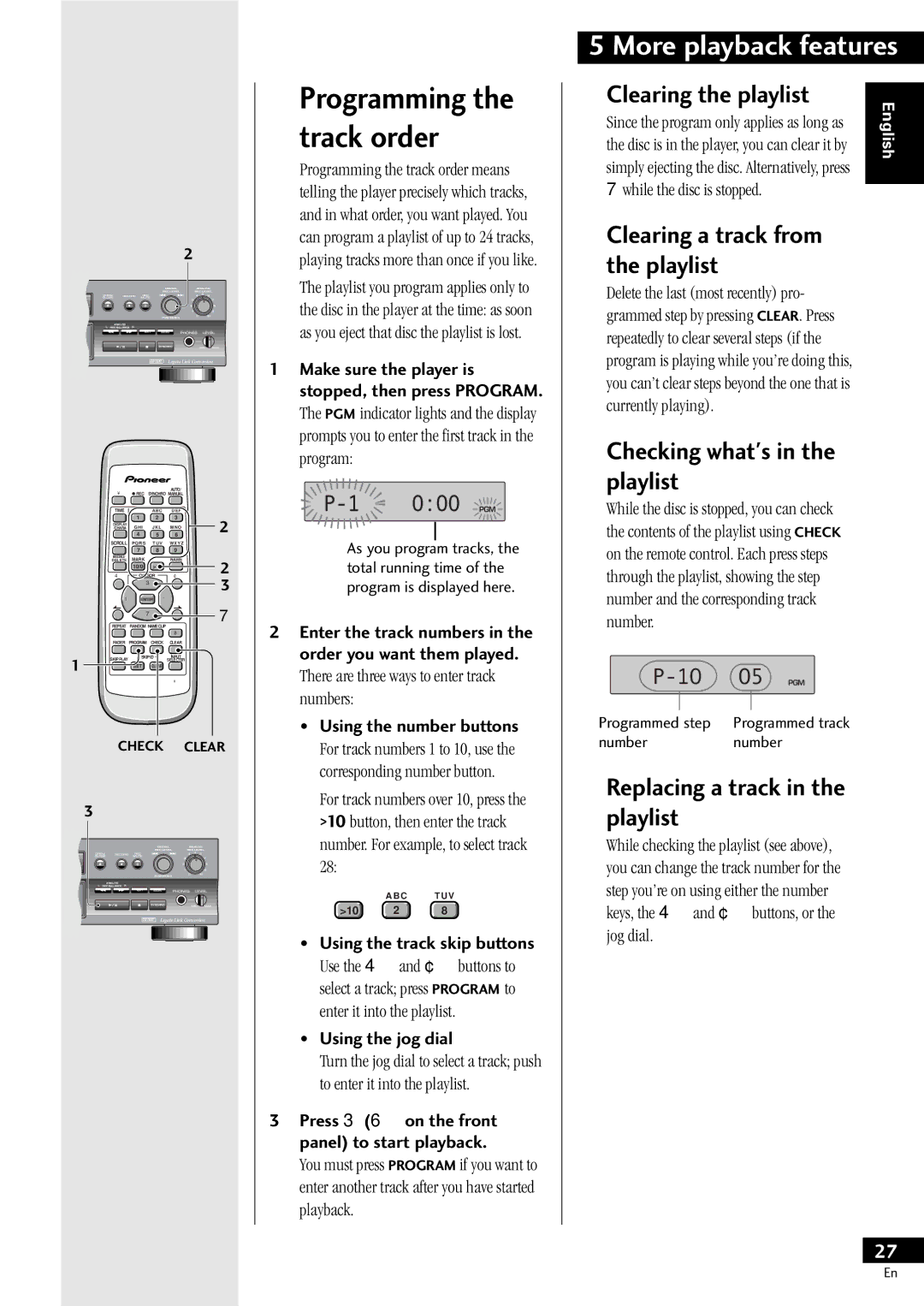 Pioneer PDR-609 operating instructions Clearing the playlist, Playlist, Replacing a track in the playlist 