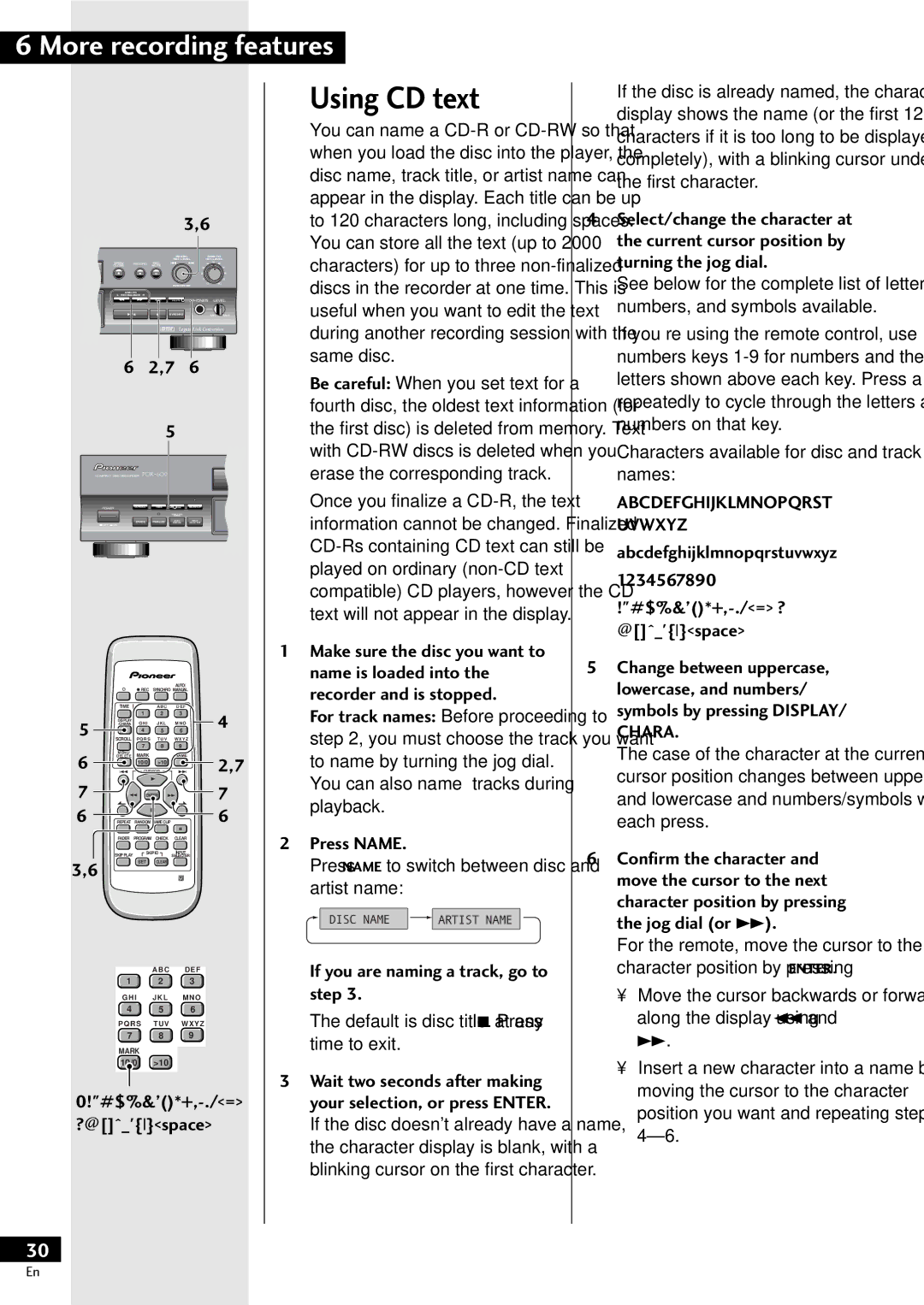 Pioneer PDR-609 operating instructions Using CD text 