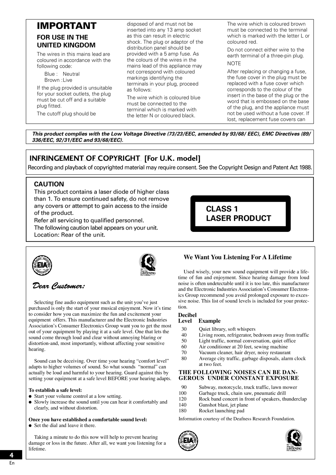 Pioneer PDR-609 operating instructions For USE, United Kingdom 