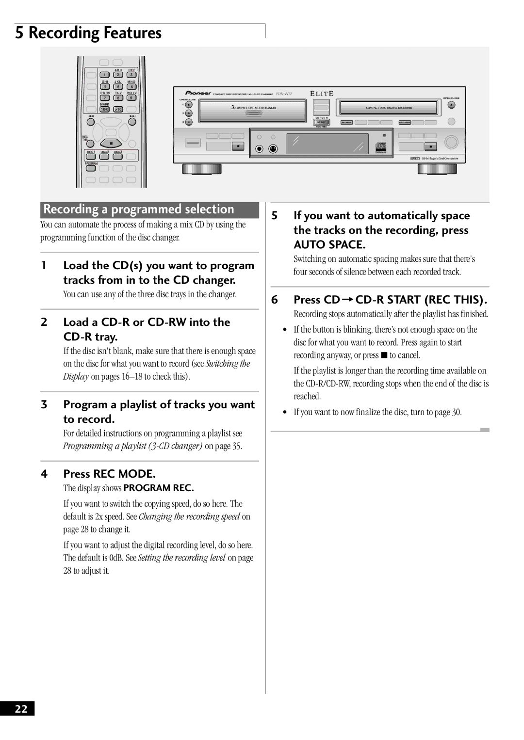 Pioneer PDR-W37 manual To record, 10/0 