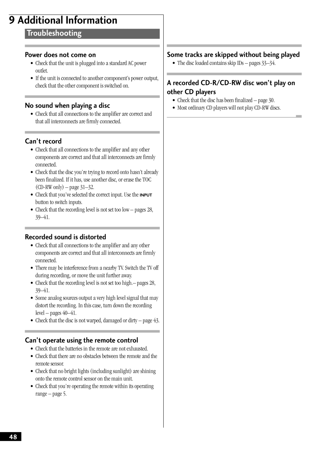 Pioneer PDR-W37 manual Troubleshooting 