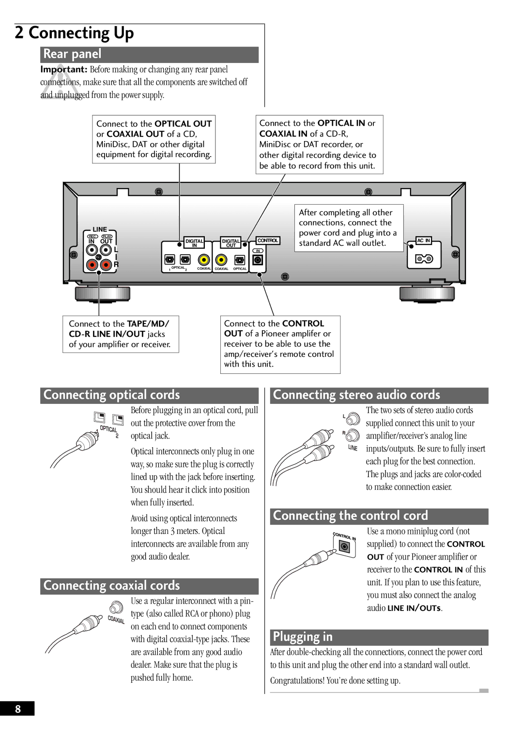 Pioneer PDR-W37 manual Connecting Up 