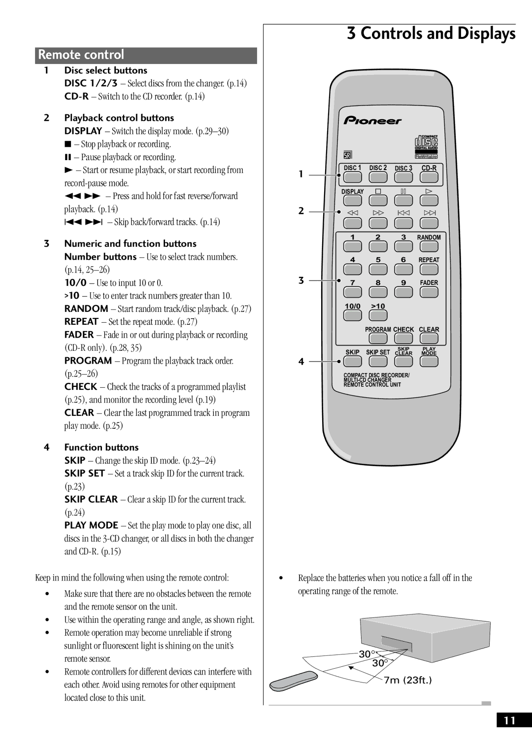 Pioneer PDR-W739 manual Remote control, Playback control buttons 