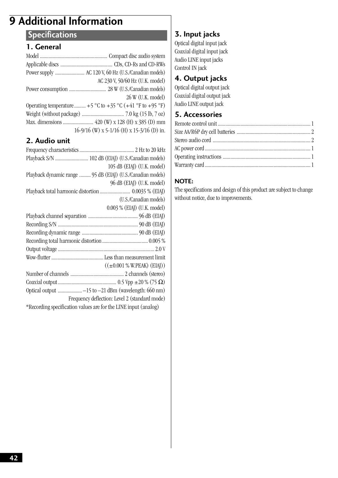 Pioneer PDR-W739 manual Specifications 