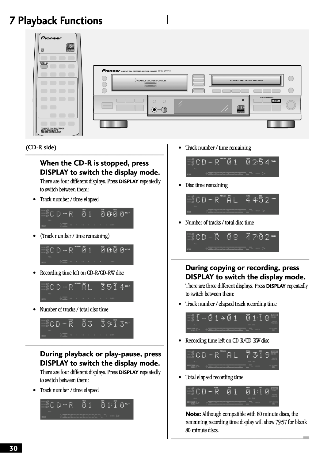 Pioneer PDR-W739 manual Playback Functions, CD-Rside 