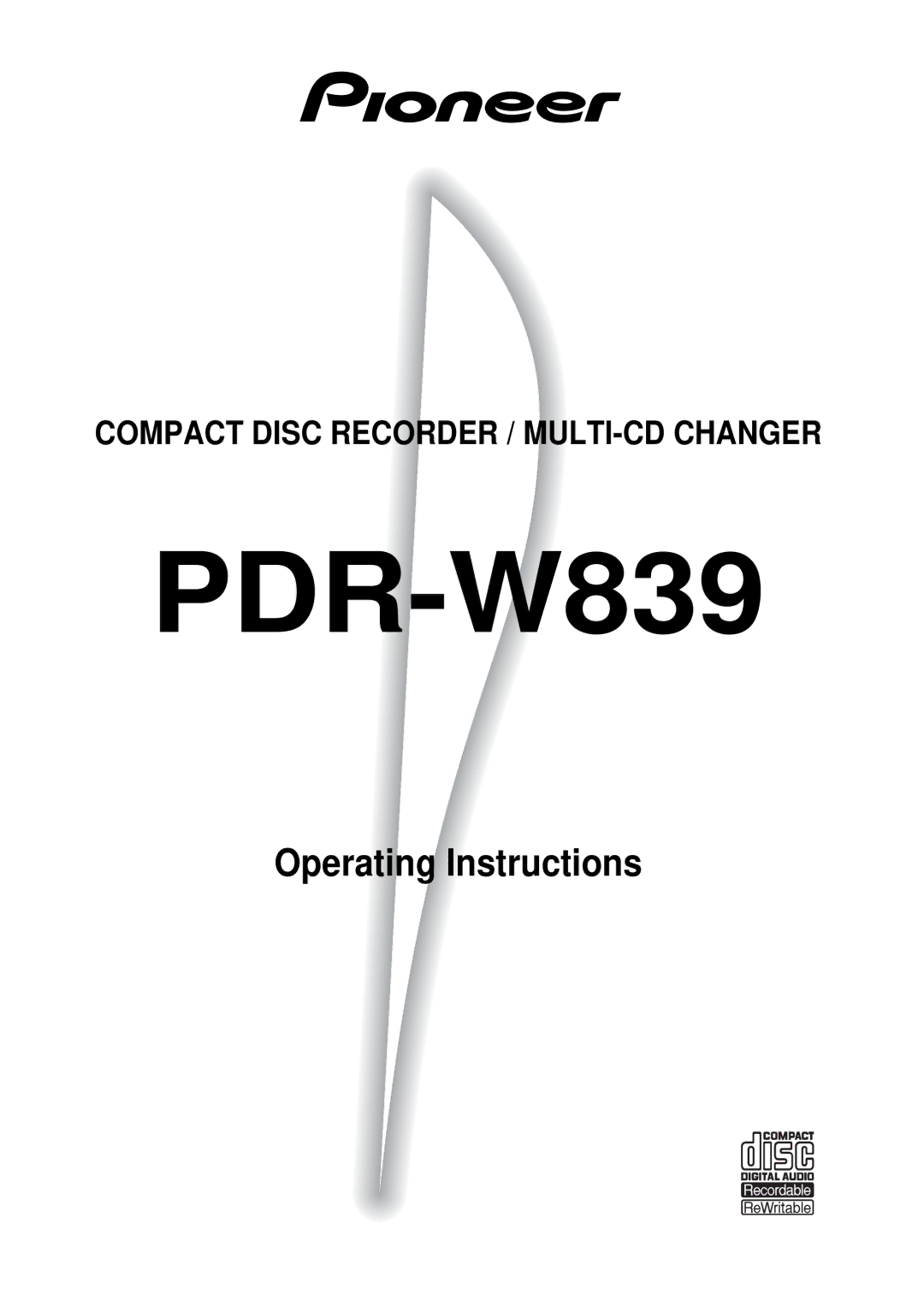 Pioneer PDR-W839 manual 