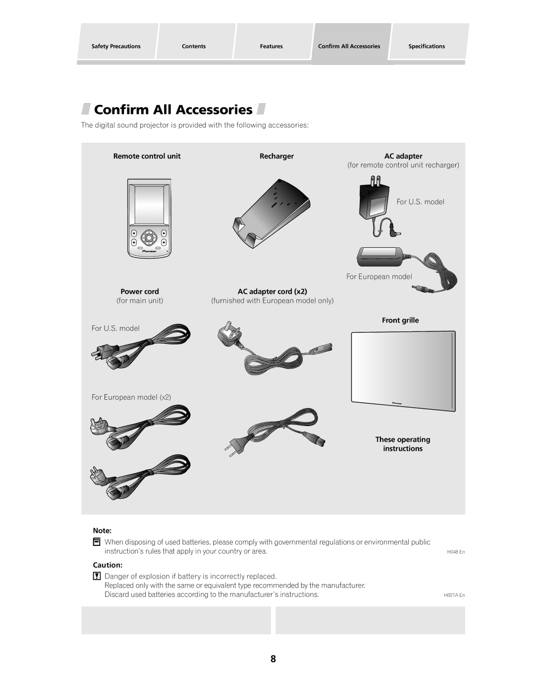 Pioneer PDSP-1 manual Confirm All Accessories, These operating Instructions 