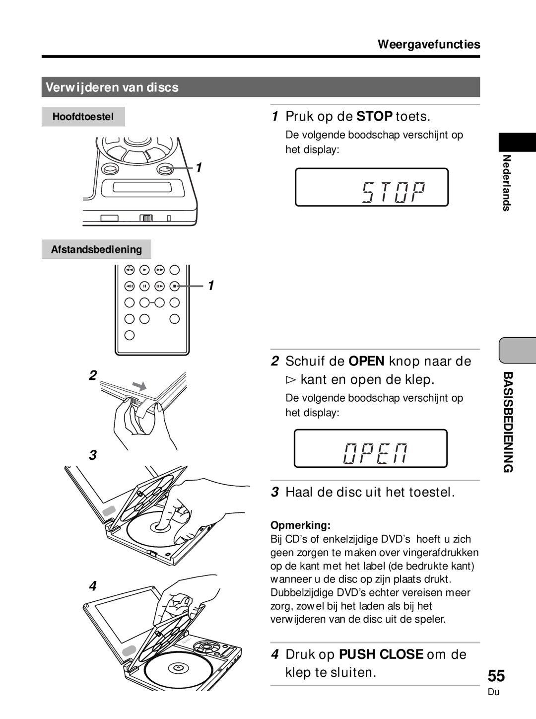 Pioneer PDV-LC10, PDV-10 manual Verwijderen van discs 