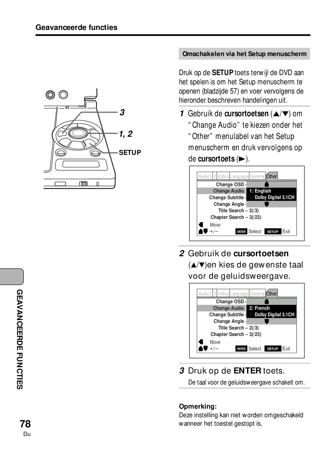 Pioneer PDV-10, PDV-LC10 manual En kies de gewenste taal voor de geluidsweergave 