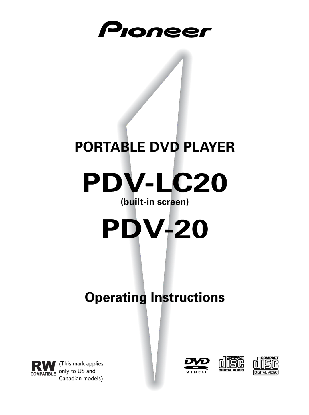 Pioneer PDV-LC20, PDV-20 operating instructions Built-in screen 