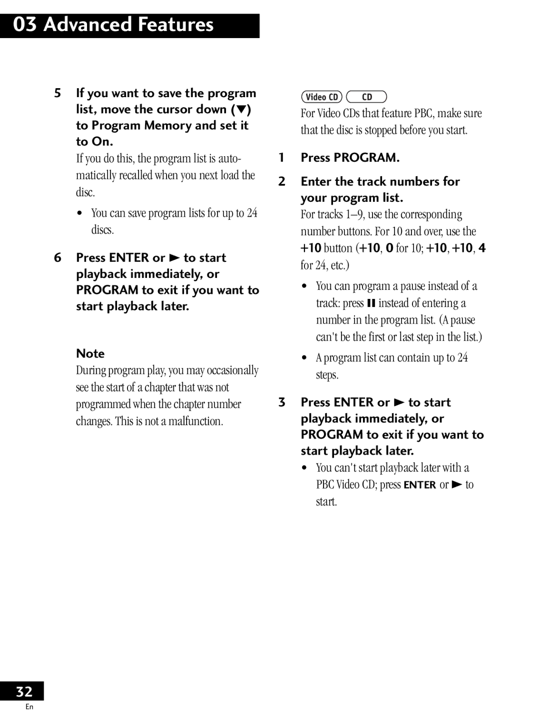 Pioneer PDV-20, PDV-LC20 operating instructions Press Program Enter the track numbers for your program list 