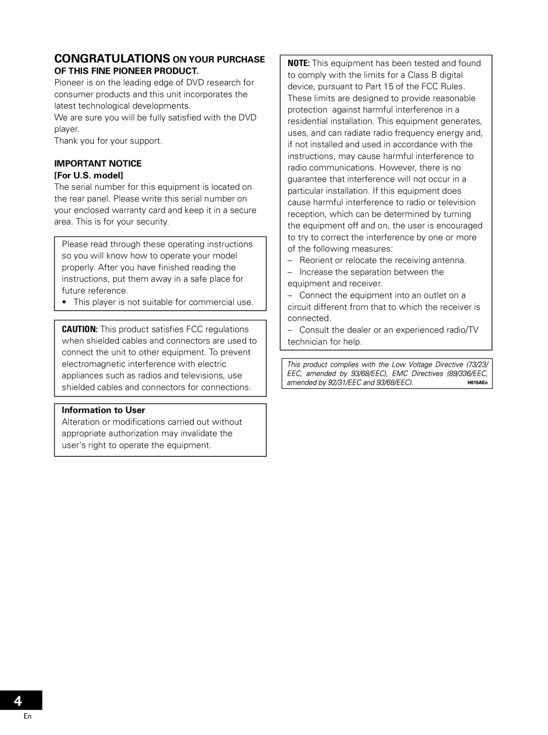 Pioneer PDV-20, PDV-LC20 operating instructions Congratulations on Your Purchase 