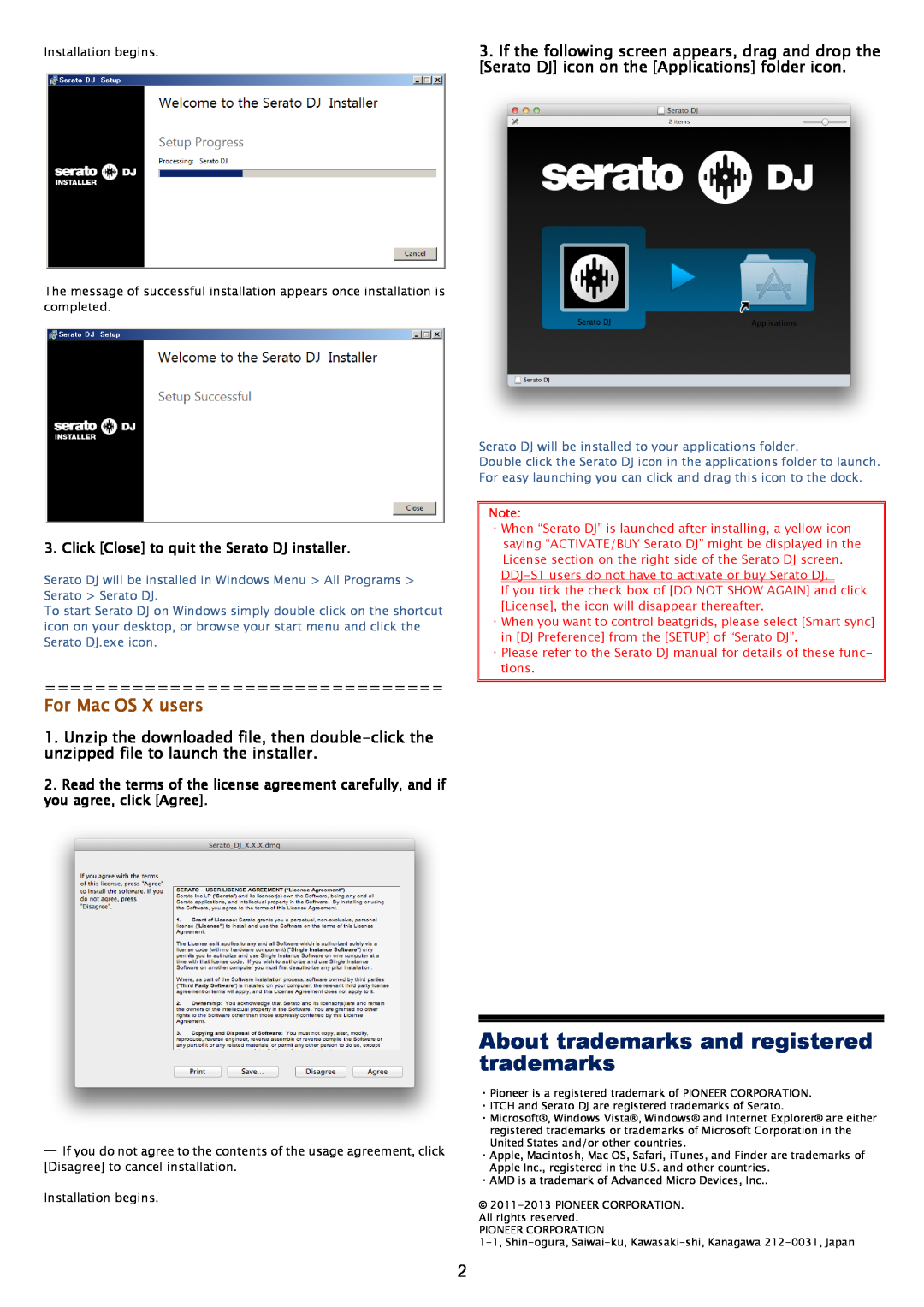 Pioneer PIONEER DJ Controller manual For Mac OS X users, About trademarks and registered trademarks 