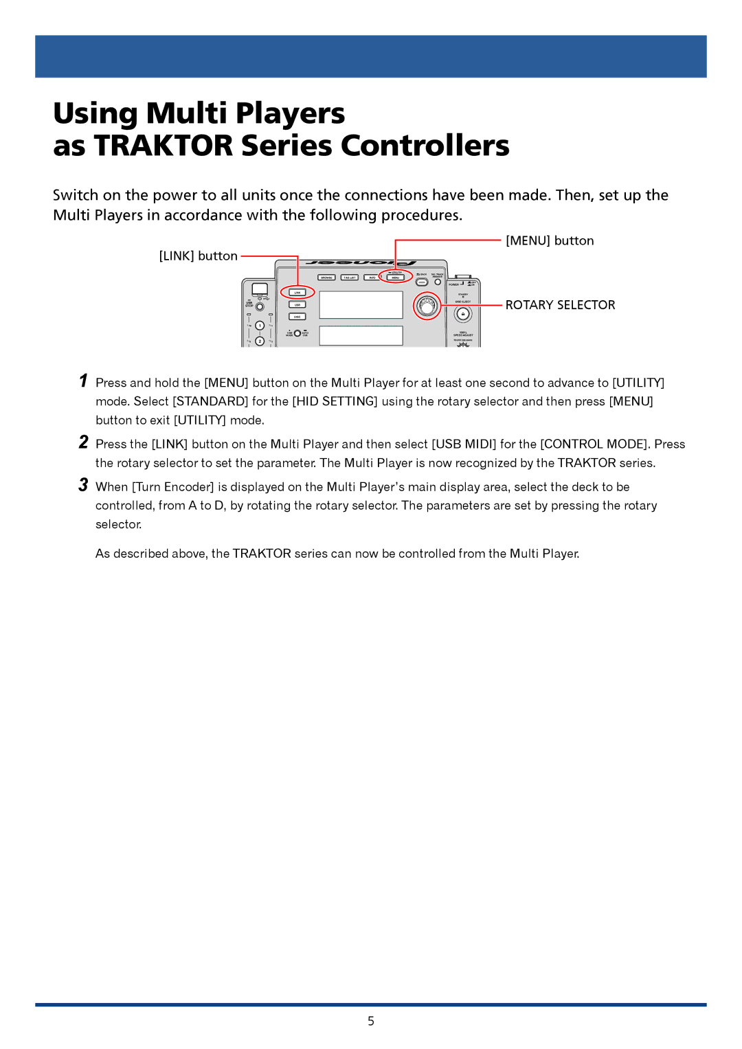 Pioneer CDJ-2000, Pioneer Multi Player manual Using Multi Players As Traktor Series Controllers, Link button 