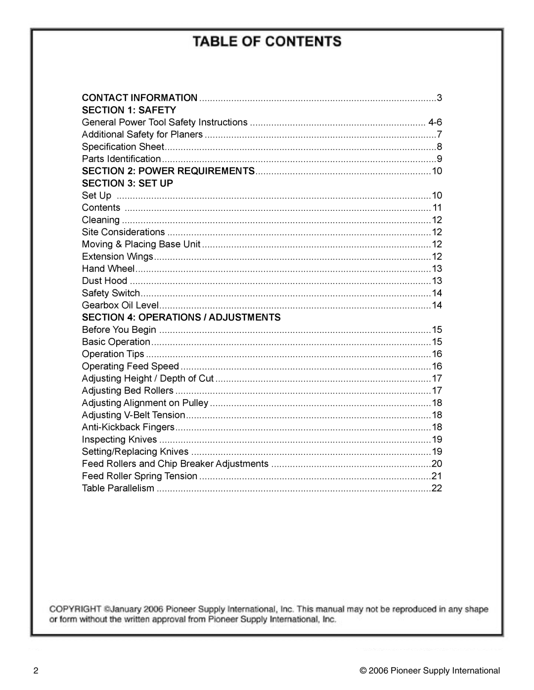 Pioneer PNR 14-150 operation manual Safety 