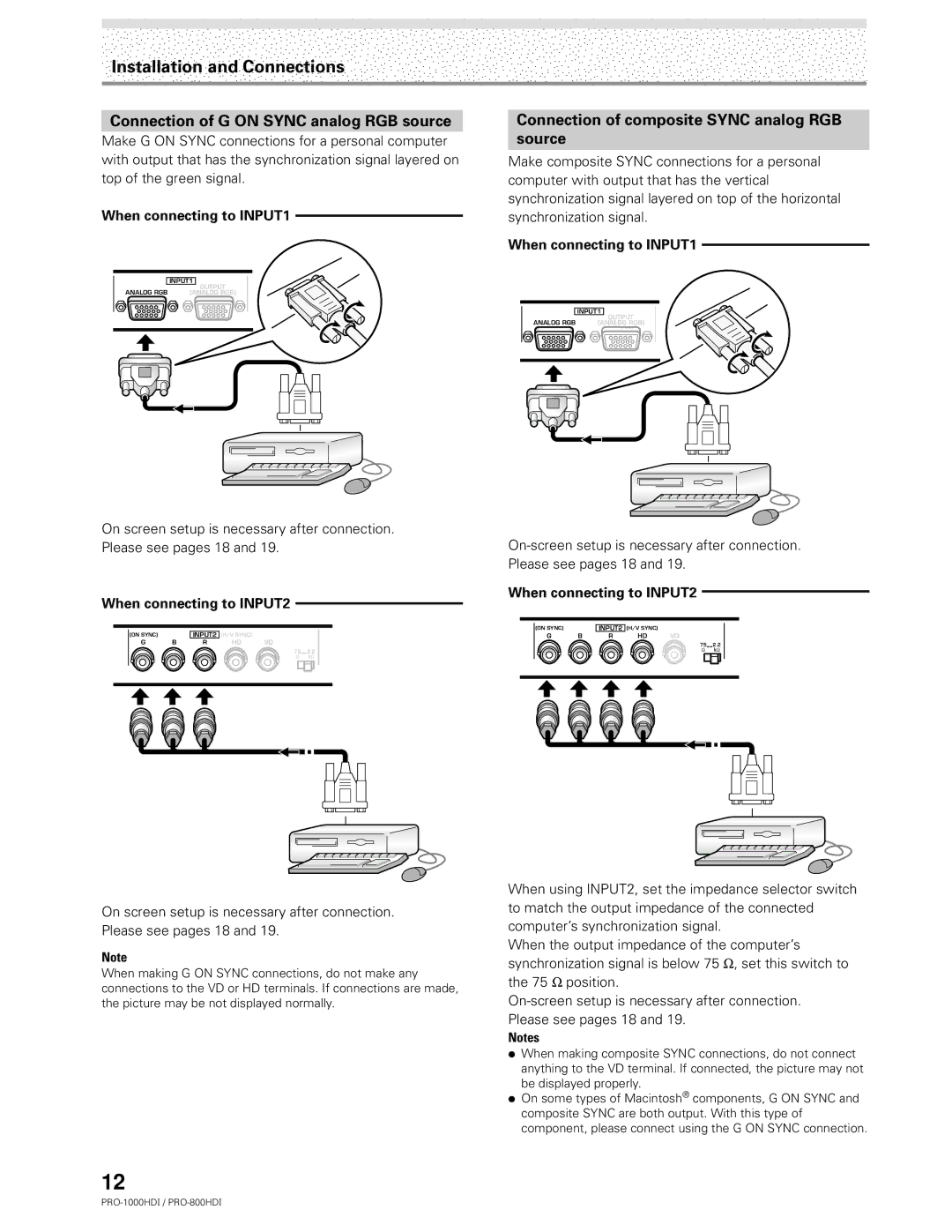 Pioneer PRO-1000HDI manual 75Ω Ô2.kΩ2 