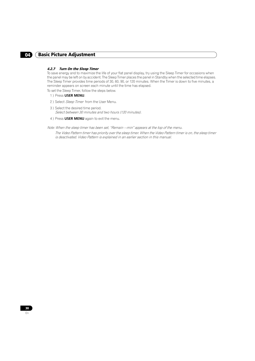 Pioneer PRO-101FD, PRO-141FD manual Turn On the Sleep Timer, Select between 30 minutes and two hours 120 minutes 