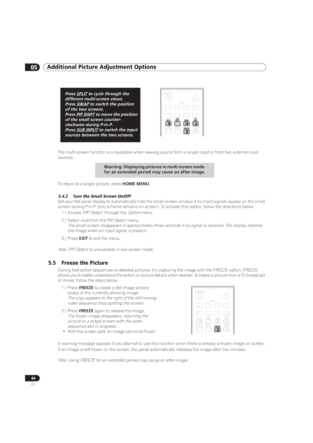 Pioneer PRO-101FD, PRO-141FD manual Freeze the Picture, Turn the Small Screen On/Off 