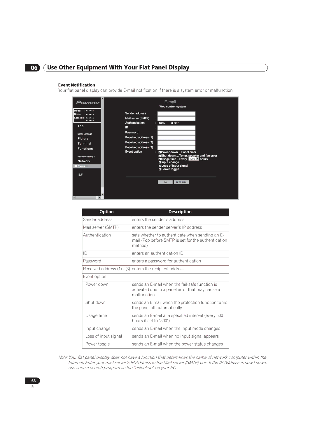 Pioneer PRO-101FD, PRO-141FD manual Event Notification, Mail 