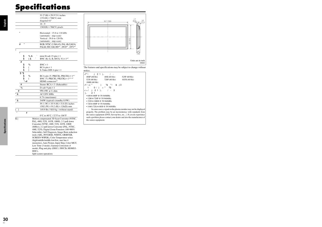 Pioneer PRO 1410HD manual Specifications, Signals 