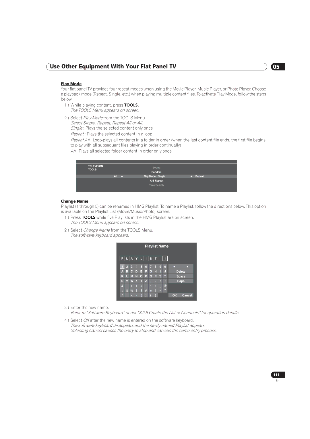 Pioneer PRO-111FD, PRO-151FD manual Play Mode, Change Name 