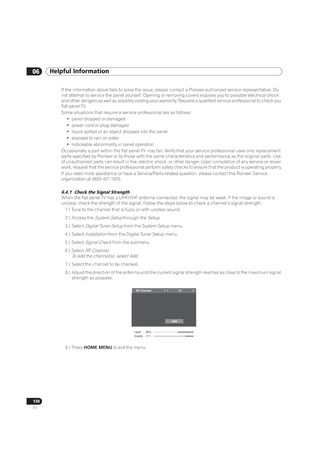 Pioneer PRO-151FD, PRO-111FD manual Check the Signal Strength, To add the channels, select Add 